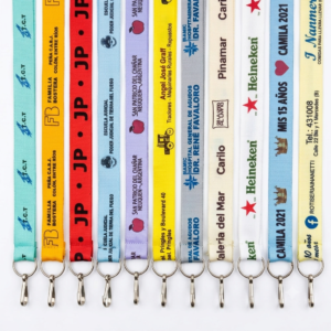 Lanyard cinta colgante porta credencial personalizada con logo, argolla sin fin y mosquetón metálico de MD Promo.
