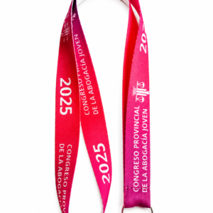 Lanyards de raso brillante personalizados con logo corporativo y argolla metálica